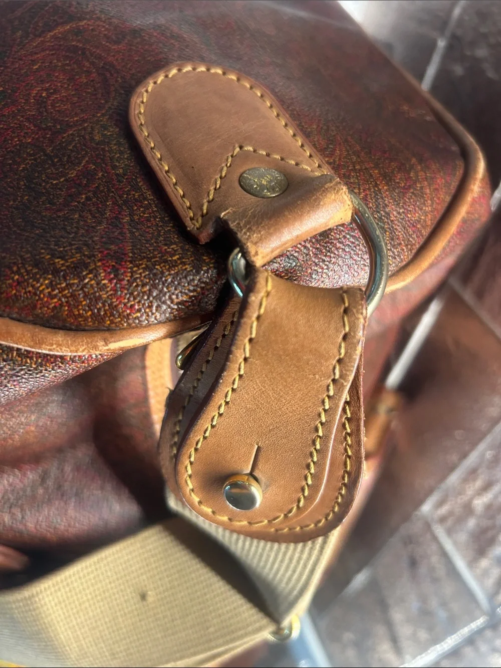 Etro 2 Way Leather Weekender Travel Bag in paisley print incl. all shown